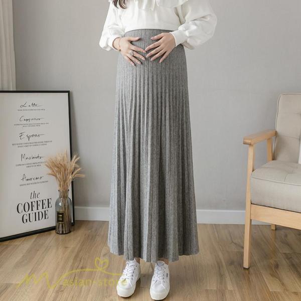  maternity skirt pleated skirt lady's autumn winter ko-teA line pretty .. clothes production front postpartum long height maternity wear body type cover waist adjustment on goods 
