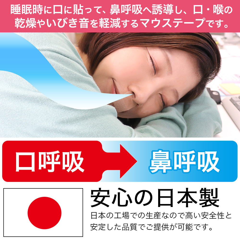  mouse tape snoring measures dry sleeping ... prevention ... nose .. made in Japan 120 sheets insertion Point ..