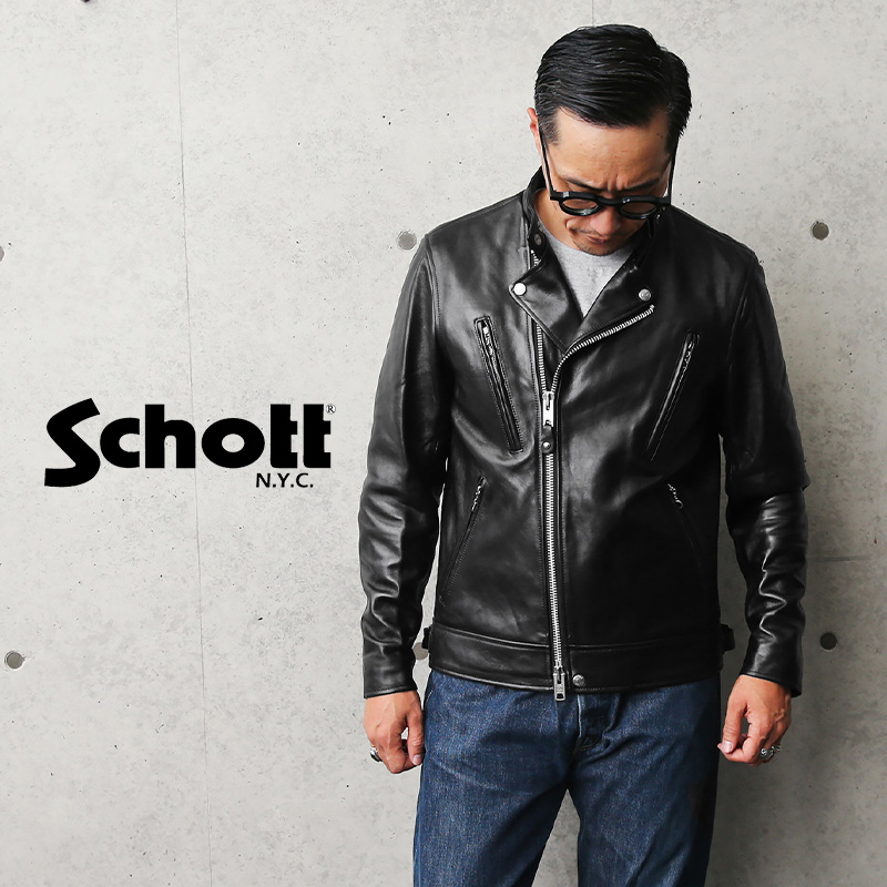 Schott Schott 3101048 двойной breast байкерская куртка [7823950077] кожаная куртка кожаный жакет бренд American Casual [ купон объект вне ][T]