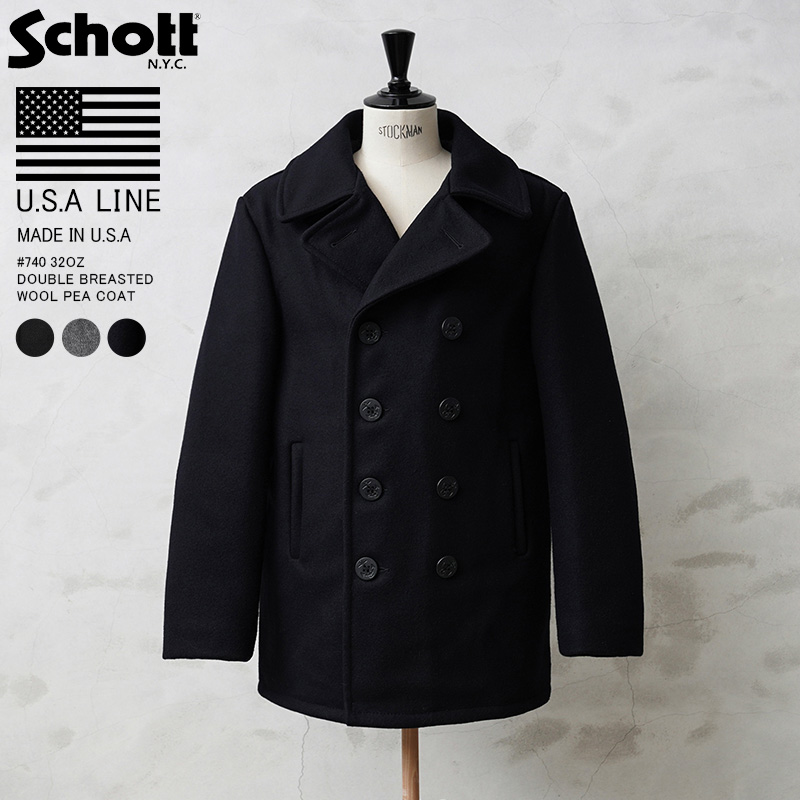 Schott Schott USA LINE 740 32oz двойной breast шерсть бушлат MADE IN USA мужской бушлат American Casual бренд [7][ купон объект вне ][T]