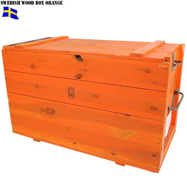 [ postage separately 3,300 jpy ] military item the truth thing USED Sweden army orange wood box tree box storage box military goods [ coupon object out ][T]