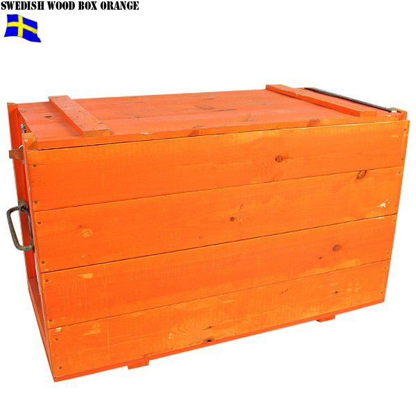 [ postage separately 3,300 jpy ] military item the truth thing USED Sweden army orange wood box tree box storage box military goods [ coupon object out ][T]