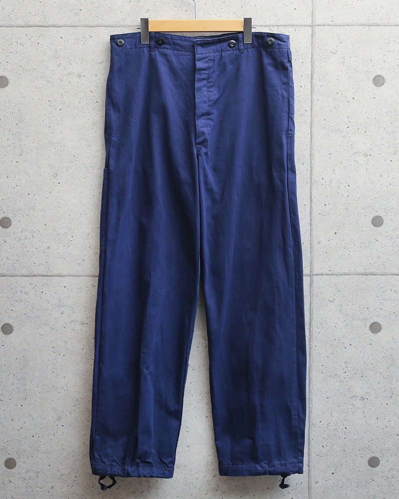  the truth thing USED Germany army herringbone tsu il blue work pants men's military pants army bread military uniform army mono futoshi . largish wide discharge goods [ coupon object out ][I]