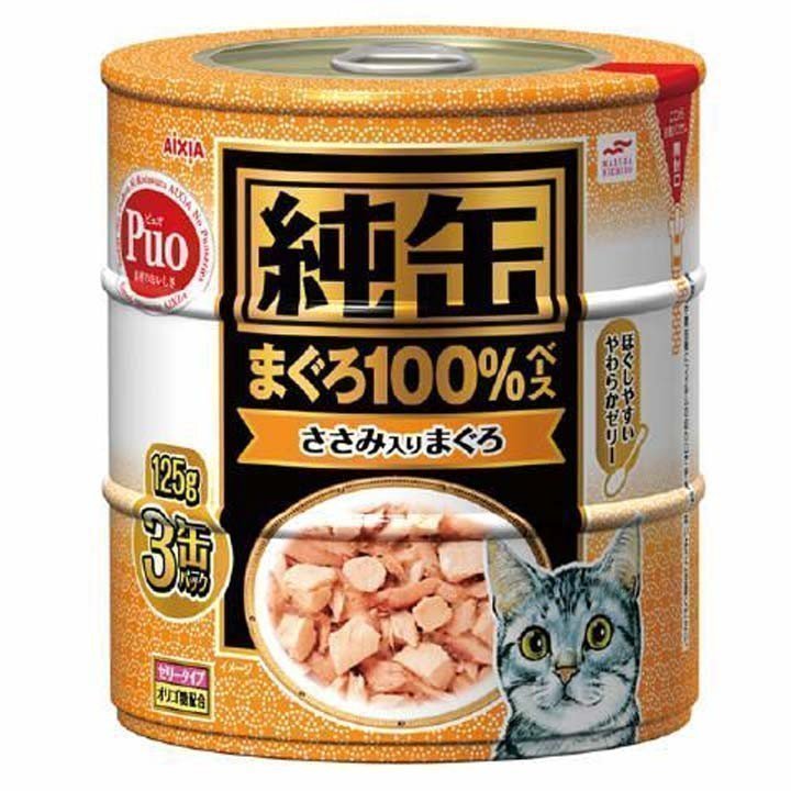 アイシア 純缶3P ささみ入りまぐろ 375g（125g×3缶）×1セット 猫缶、ウエットフードの商品画像