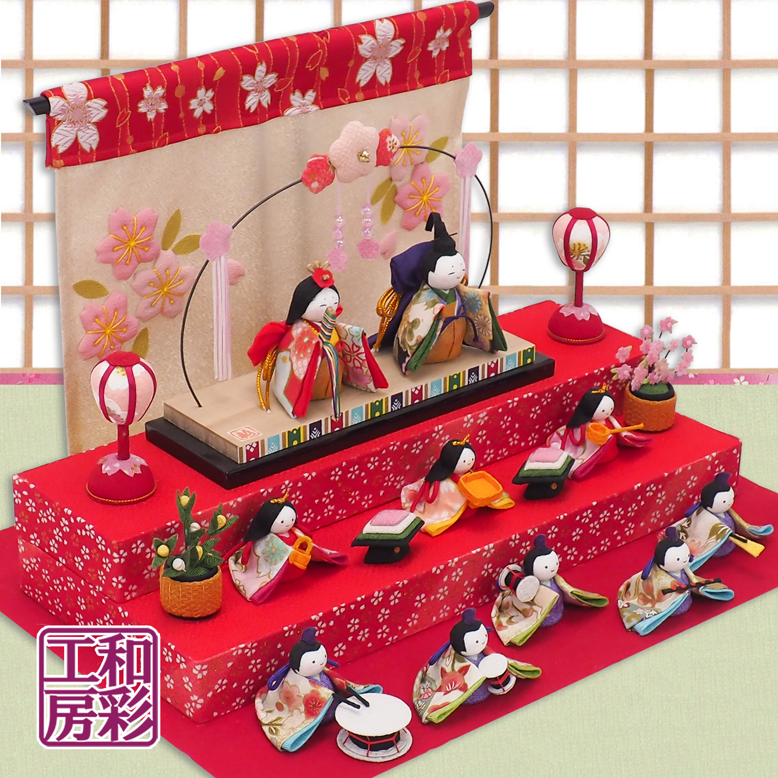  doll hinaningyo hinaningyou [ Sakura day peace .. blooming ....10 person . three step decoration ]rh459sa.. sama compact ryuukodou