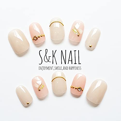 S&amp;K NAILsia- gray beige &sia- pink beige artificial nails Short simple oval hand made hand spring summer graduation ceremony 