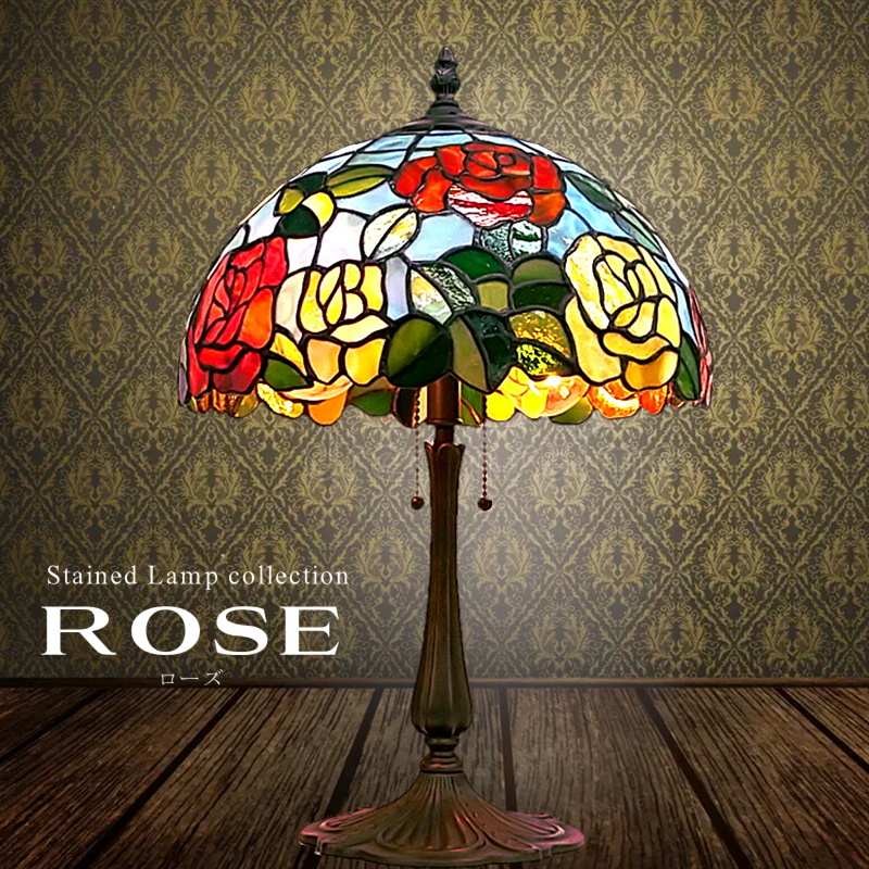  stained glass lamp [ rose ] lamp antique lighting stand antique style glass interior stylish Cafe handmade hand made 