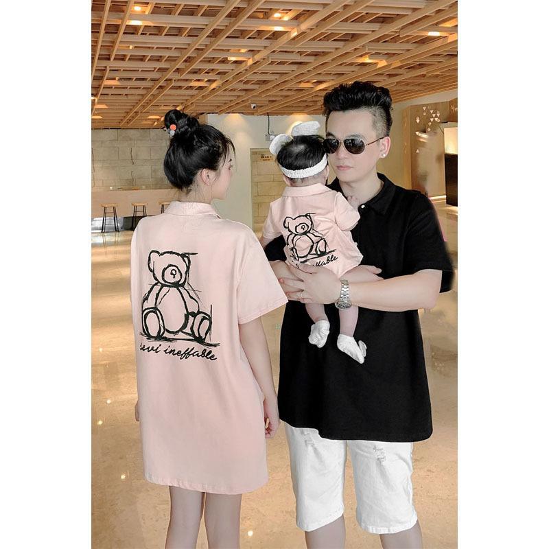  родители . пара look baby родители .... медведь рисунок футболка One-piece baby детский комбинезон папа мама .... родители .ko-te семья подарок подарок 
