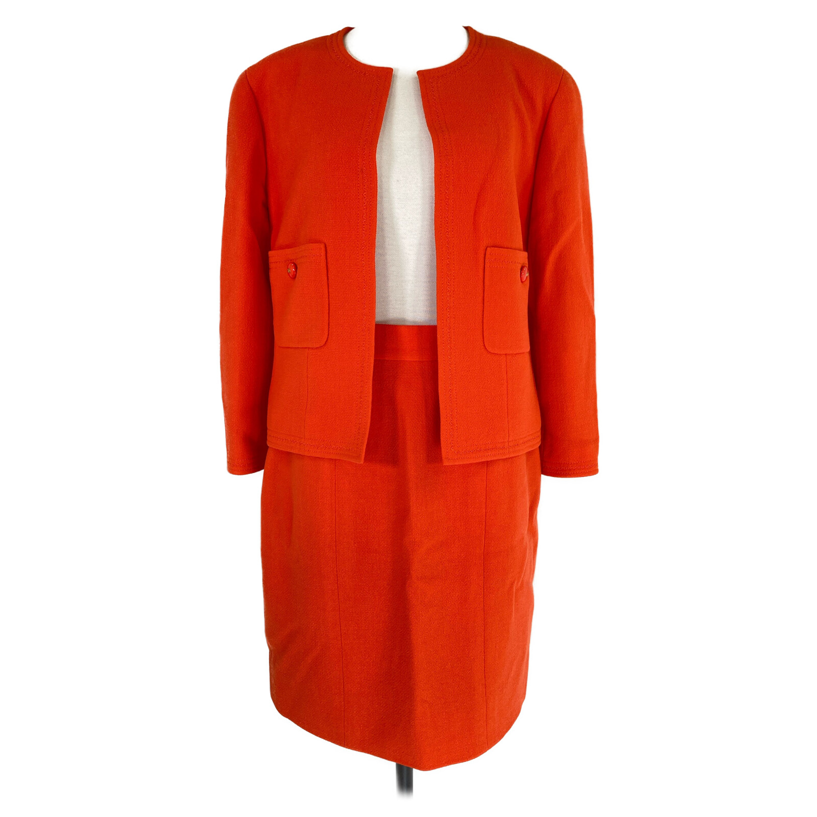  прекрасный товар / внутренний стандартный CHANEL Chanel 20520 шерсть no color жакет / узкая юбка костюм 40 orange женский 