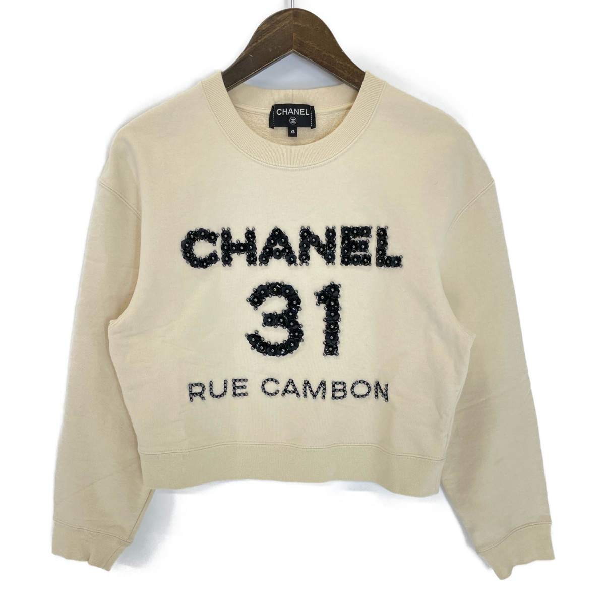  прекрасный товар / внутренний стандартный CHANEL Chanel P64788 20Ametie Dahl коллекция цветок Logo тренировочный тянуть over tops XS женский 