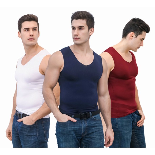  men's inner 3 sheets set si-m less no sleeve V neck shirt cut off underwear underwear T-shirt tank top soak up sweat 