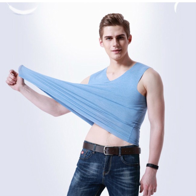  men's inner 3 sheets set si-m less no sleeve V neck shirt cut off underwear underwear T-shirt tank top soak up sweat 