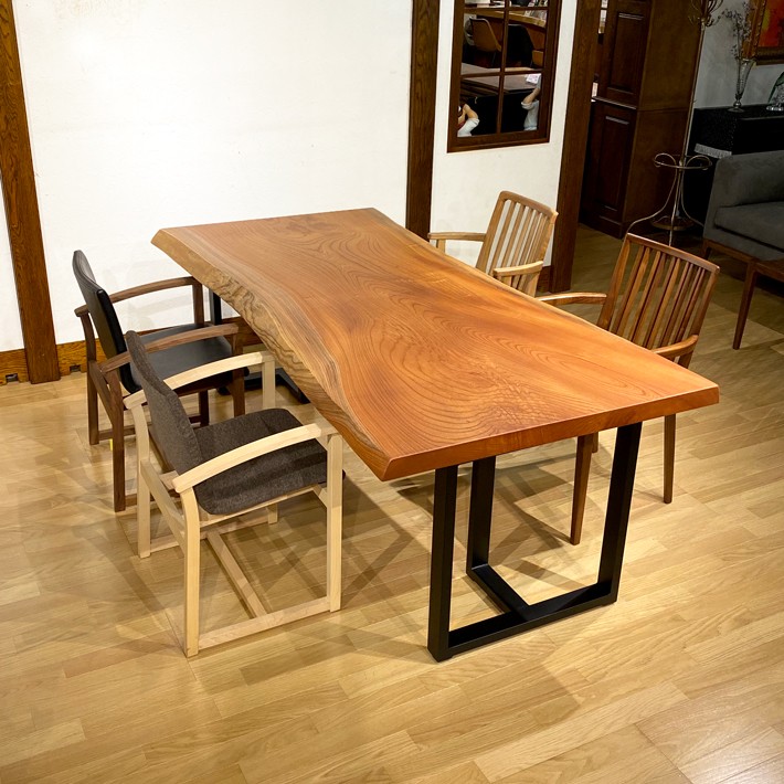 けやき 欅 ケヤキ 一枚板 ダイニングテーブル 座卓 兼用足付き 天然木