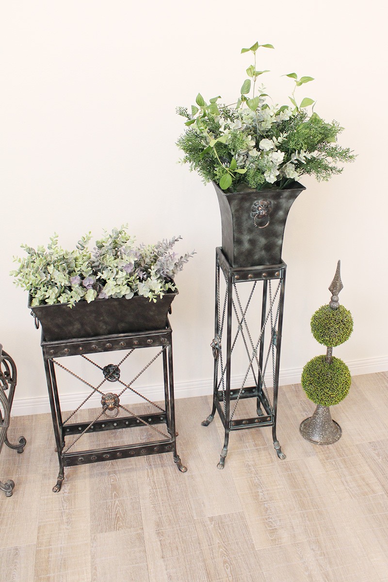 ★大きなベネチアン アイアン 手吹き ガラス 花器 アンティーク プランター ☆大きなベネチアン アイアン 手吹き ガラス 花器 アンティーク プランター