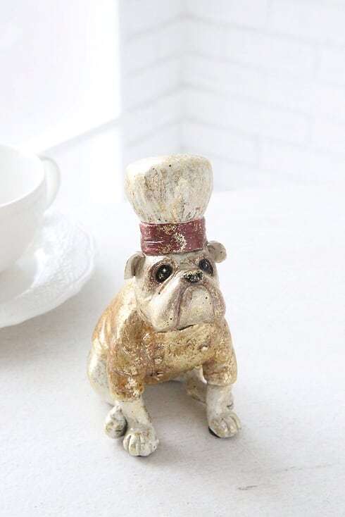 犬の置物 ブルドッグ いぬ イヌ コック シェフ 動物 オーナメント