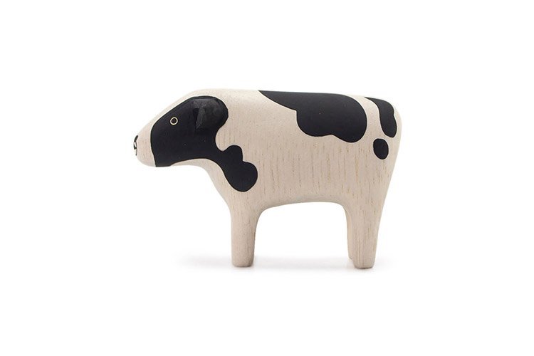 牛の木製インテリア（ハンドメイド） うし 牛 ウシ COW インテリア 置物 木彫り 木製 動物雑貨 : 手づくり