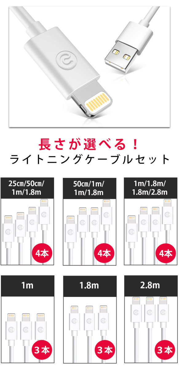人気特価 iPhone 白色 １ｍ ２本 USBライトニング充電通信ケーブル