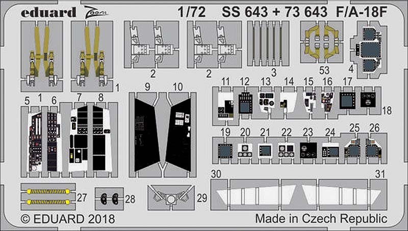 エデュアルド F/A-18F エッチングパーツ （アカデミー用） （1/72スケール エッチングパーツ EDU73643） ミリタリー模型の商品画像