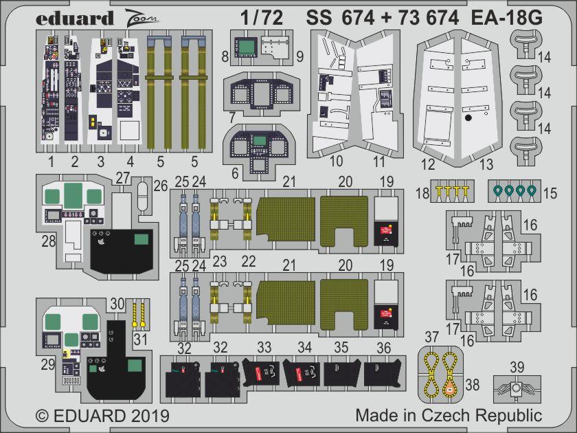 エデュアルド EA-18G ズームエッチングパーツ （ハセガワ用） （1/72スケール ズーム EDUSS674） ミリタリー模型の商品画像