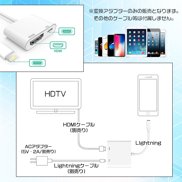 [8]Lightning to HDMI conversion adaptor / charge animation reproduction image output game smartphone iPhone projector lightning conversion hub connector height resolution 