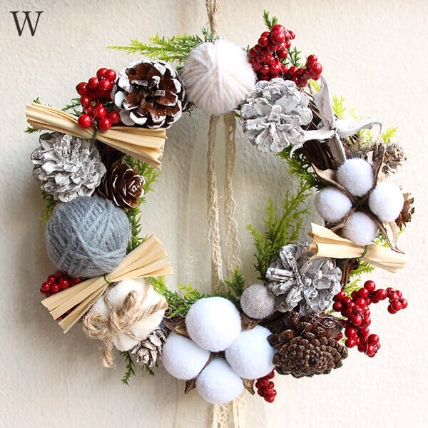 { Christmas wreath }* the same day shipping * free shipping * lease 18cm knitting wool wata. real ( stock limit ) lease ornament wata cotton wata. real tree. real decoration 