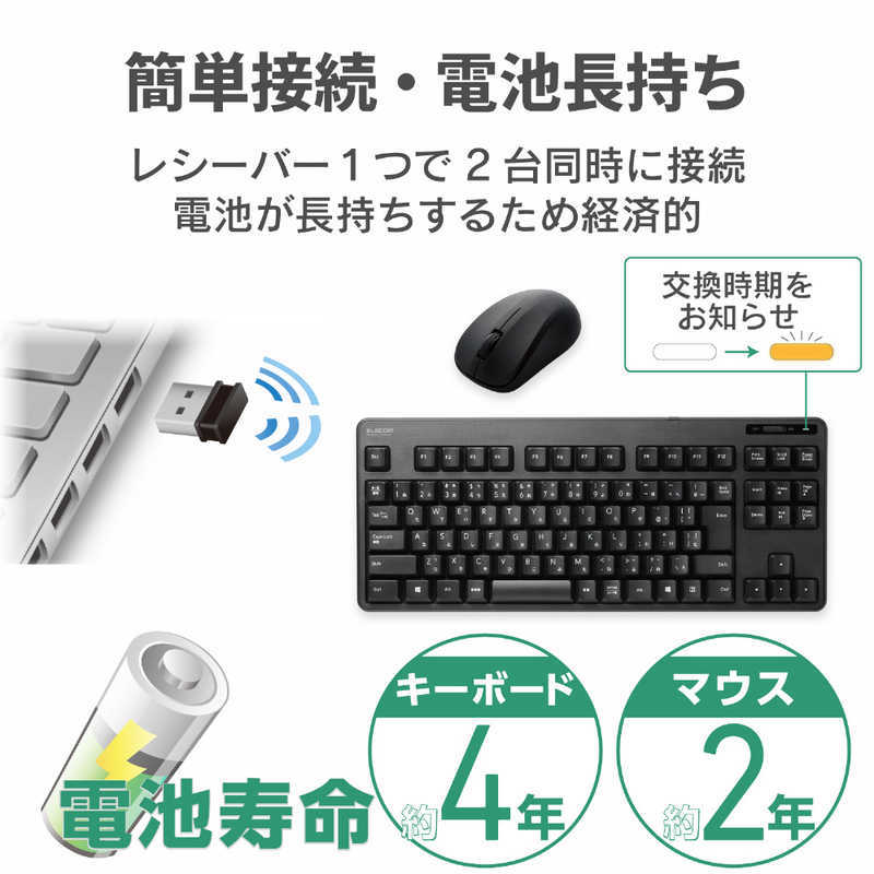  Elecom ELECOM wireless keyboard men b Len type compact size mouse attaching black TK-FDM105MBK