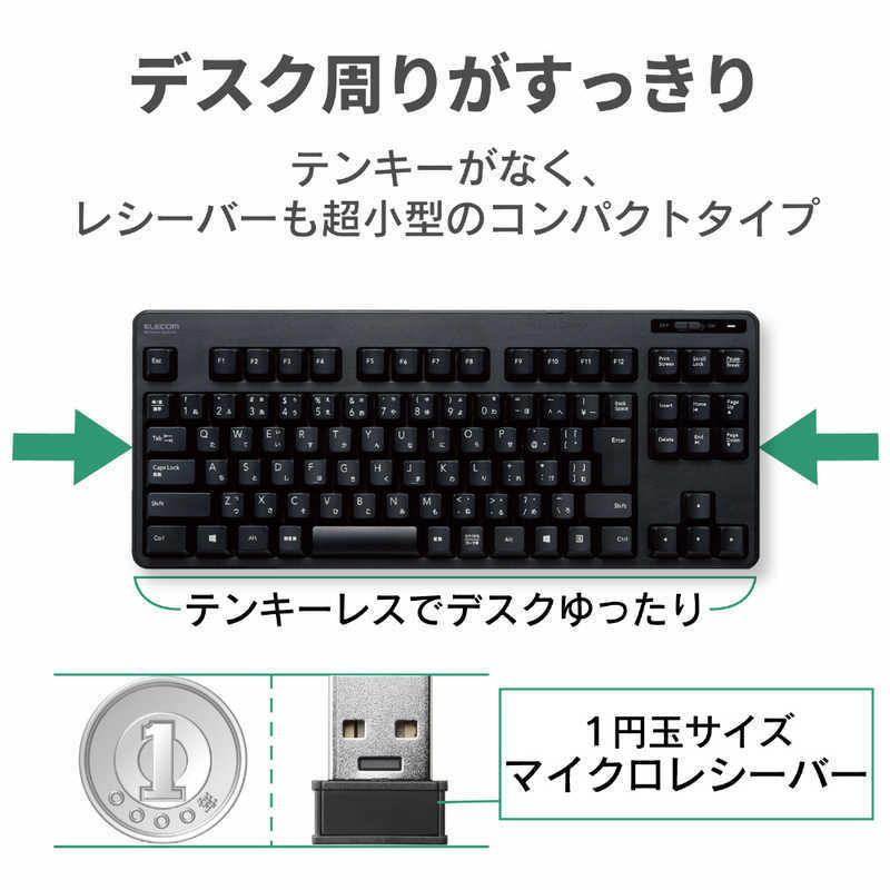  Elecom ELECOM wireless keyboard men b Len type compact size mouse attaching black TK-FDM105MBK