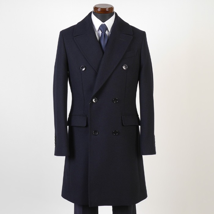 販売終了ダブルチェスターカラー コート メンズウール＆カシミヤ L