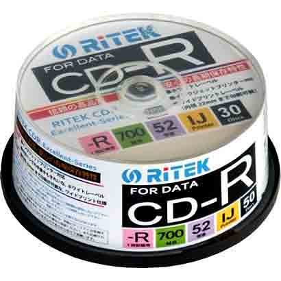 RITEK データ用CD-R 52倍速 30枚 CD-R700EXWP.30RT C 記録用CDメディア（CDーR、CDーRW）の商品画像