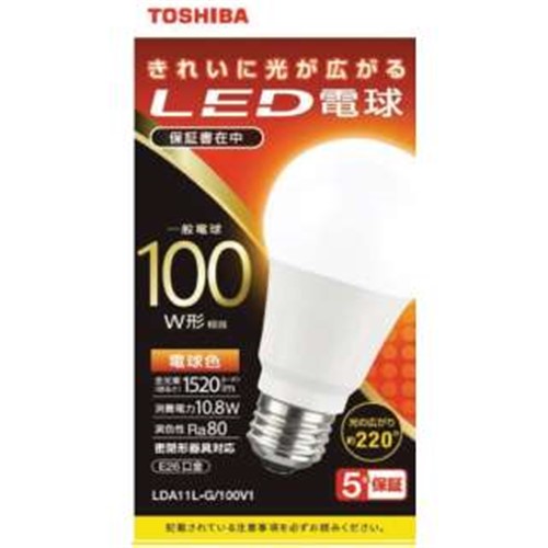 TOSHIBA LED電球 LDA11L-G/100V1 （電球色） LED電球、LED蛍光灯の商品画像