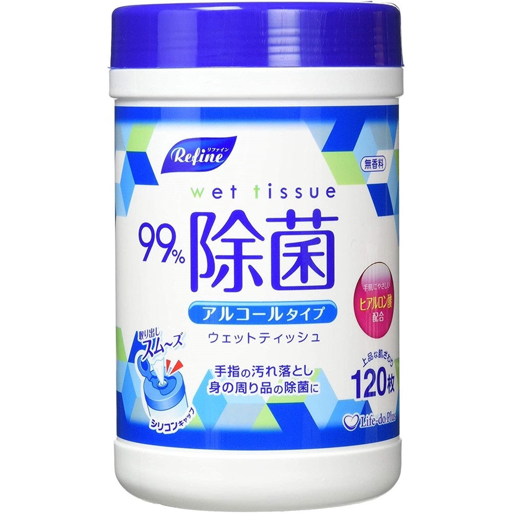 ライフ堂プラス 除菌 ウェットティッシュ アルコール 厚口タイプ ボトル本体 120枚入×24個（2880枚） ウェットティッシュの商品画像