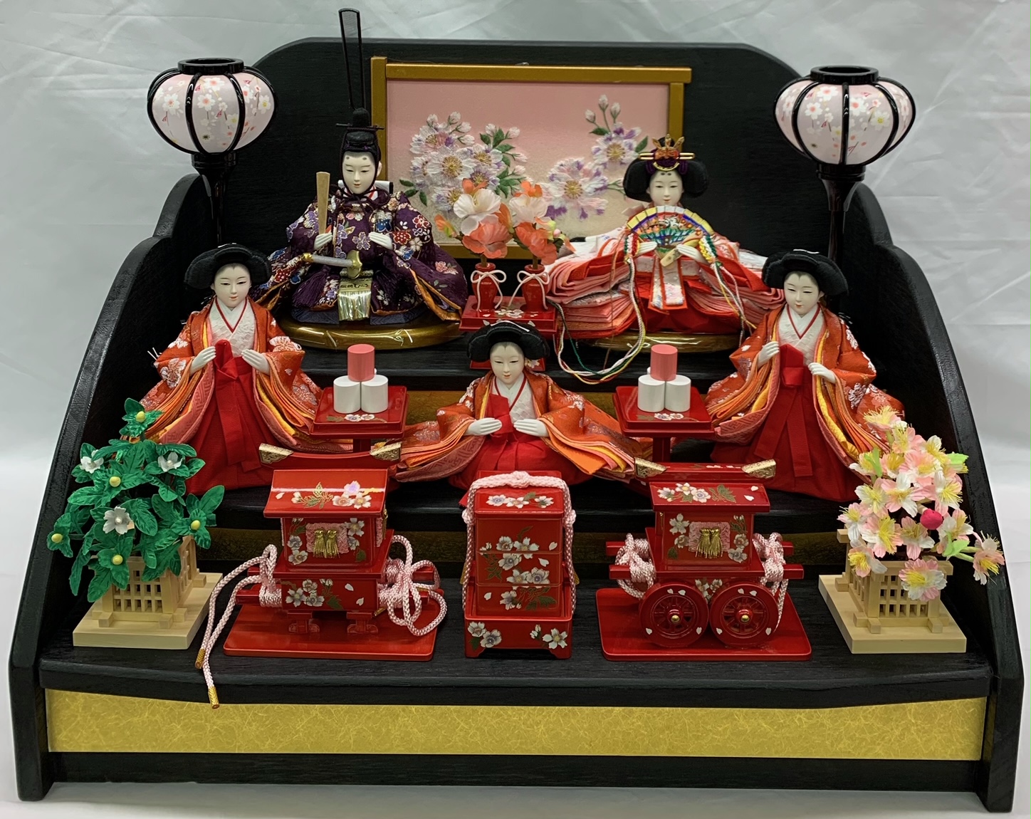  doll hinaningyo . pcs three step decoration legume parent .. person decoration hinaningyou Hinamatsuri . festival . decoration .. decoration celebration the first .. present abroad earth production three person . woman 5 person set 