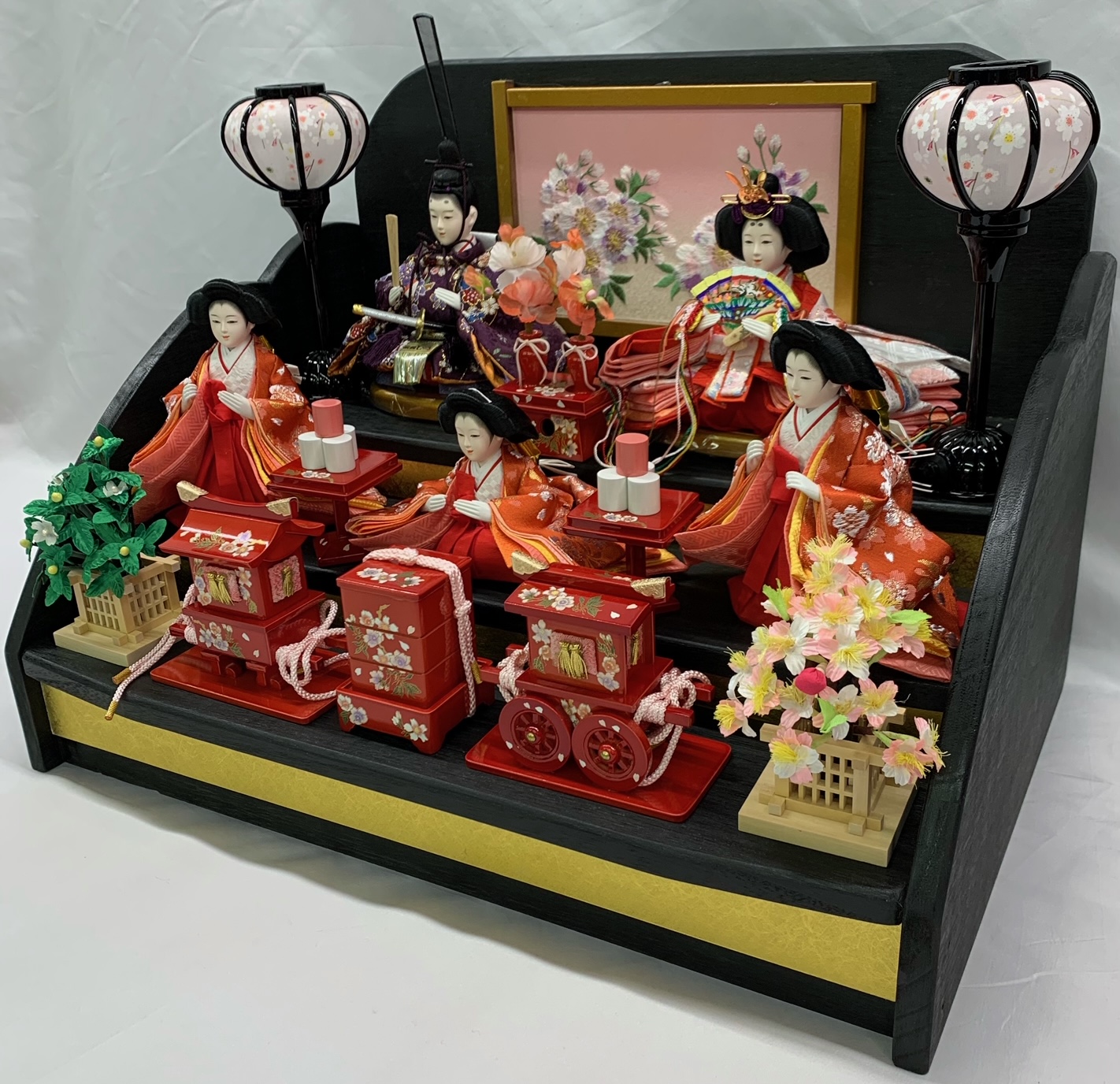  doll hinaningyo . pcs three step decoration legume parent .. person decoration hinaningyou Hinamatsuri . festival . decoration .. decoration celebration the first .. present abroad earth production three person . woman 5 person set 