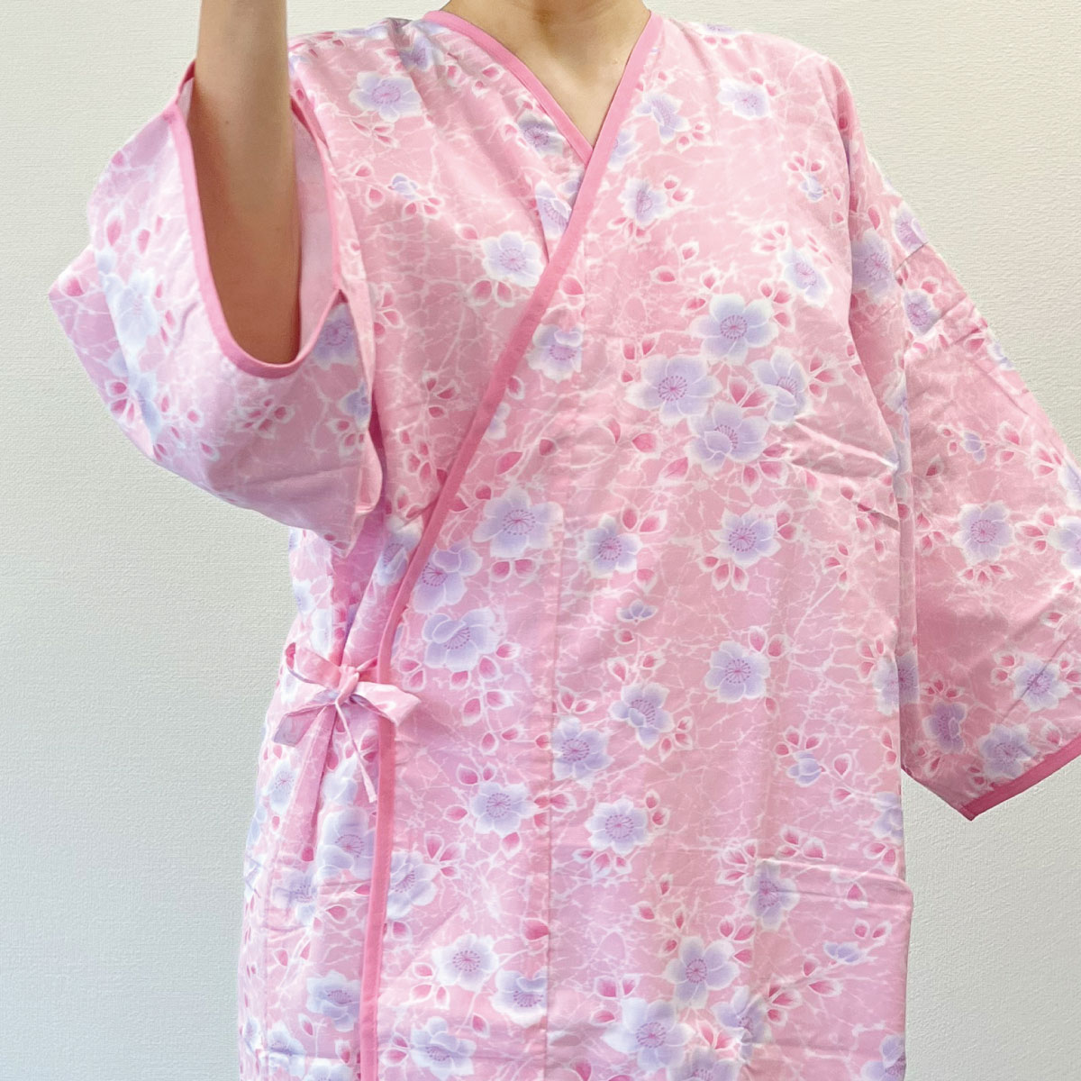  nightwear lounge wear woman made in Japan cloth cotton 100% gauze 7 minute sleeve large size ... nursing for flower . front opening small of the back cord none pattern incidental nightwear yukata spring summer autumn winter 