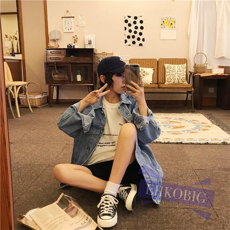  Denim jacket lady's spring autumn G Jean middle height jumper lady's coat Denim coat outer blouson casual 