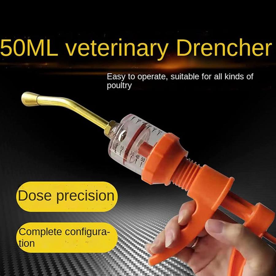 50ML.. for feeding gun continuation do wrench gun, medicine for feeder automatic, adjustment possible chicken duck pig cow . for continuation note . vessel 