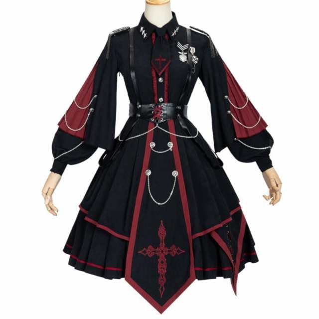  Лолита One-piece Gothic and Lolita костюм костюмированная игра симпатичный симпатичный прохладный армия roli военная одежда длинный рукав костюм женский 