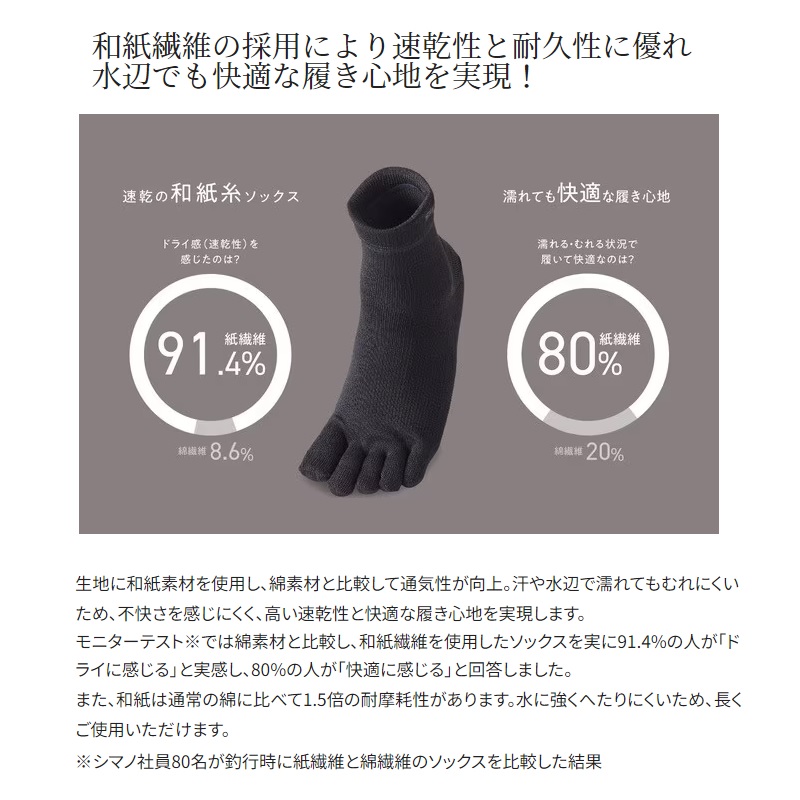  Shimano SC-024W paper dry socks 5 fingers L black sweetfish light style sweetfish wing sweetfish game li sweetfish 