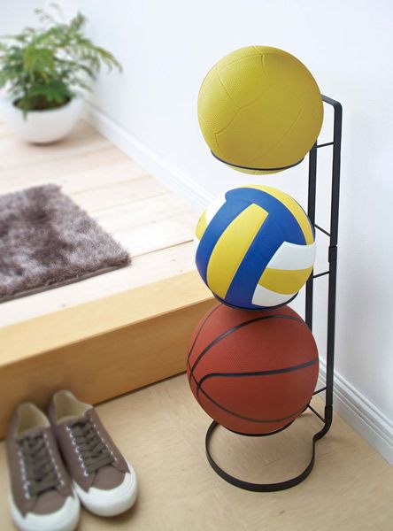  Yamazaki real industry ball stand frame ball stand black 7290 l ball storage entranceway storage basketball soccer ball 