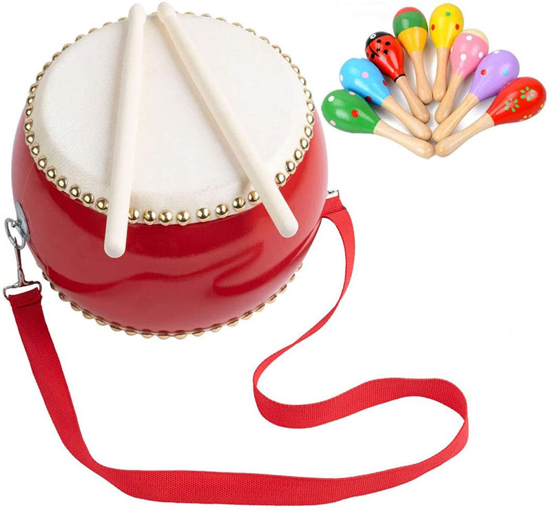  free shipping futoshi hand drum small futoshi hand drum set musical instruments peak up futoshi hand drum associated goods party goods Kids percussion instrument parent . action child music enlightenment practice book@ leather trim ( cow leather . sheep leather ) diameter 20cm