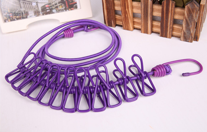  free shipping laundry clotheshorse rope elasticity laundry rope 12 piece clip attaching hanger Stop . manner flexible mobile convenience travel for camp rainy season part shop dried 