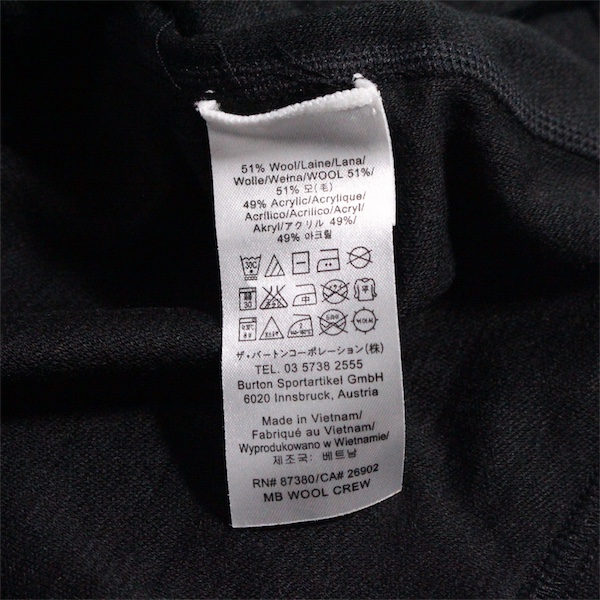  не использовался BURTON First Layer Men's Wool Crew размер M [ не использовался ] сноуборд сноуборд Barton First re year нижний одежда мужской 