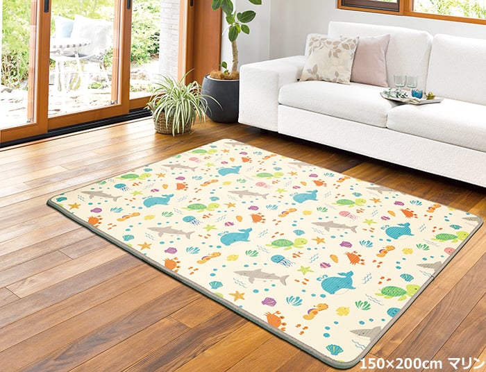  mat rug play mat baby water-repellent reversible soft light impact absorption Kids animal pattern star pattern thickness approximately 1cm circle to coil approximately 150×200cm. game Kids mat (O)