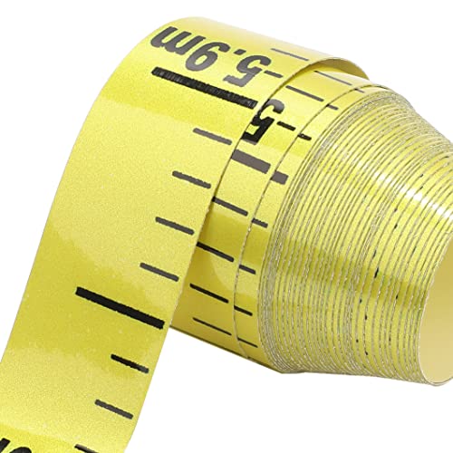 35mm width scale . Major vertical writing length reading centimeter sticker seal height total (6M, background yellow color / black character )
