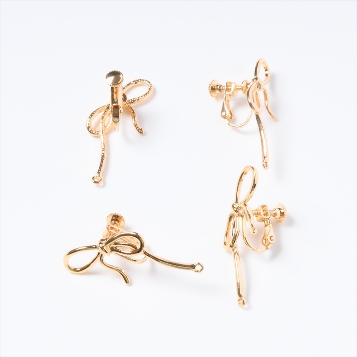  earrings parts nickel free change . color prevention has processed .. ribbon accessory parts Gold 34mm 2 pair metal allergy correspondence 3.4cm wholesale store 