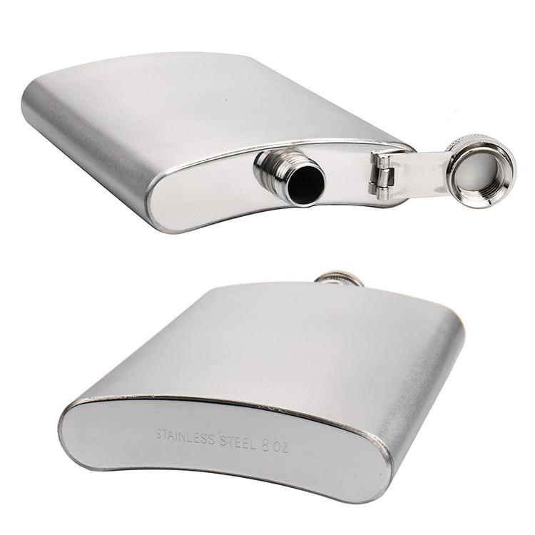  made of stainless steel hip flask 8 ounce 230mL hinge attaching screw cap pocket size portable flask small size light weight durability eminent hip flask .. sake HR-ALCC133