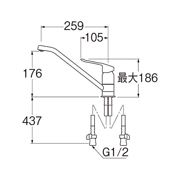 SANEI ワンホールシングルレバー混合栓 一般地用 K87110ETJV-13 水栓