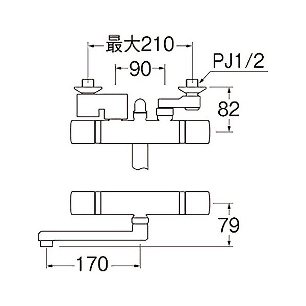 SANEI 壁付サーモスタットシャワー混合栓 寒冷地用 SK18520S9K-13 水栓