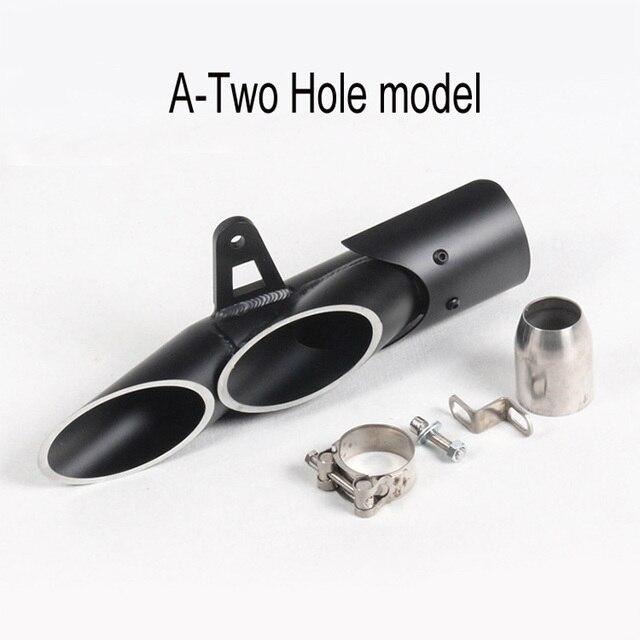  универсальный 2 полосный muffler двойной из нержавеющей стали глушитель 50.8mm общая длина 340mm диаметр 60mm термозащита есть B