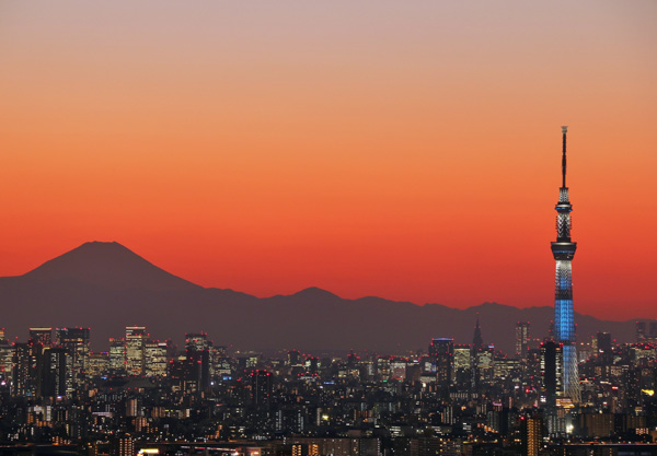  открытка цвет фотография Япония пейзаж серии . выгорание. Tokyo . гора Фудзи 105×150mm достопримечательность название место 